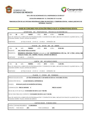 bases de concurso por licitaciÃ³n pÃºblica bajo la normatividad estatal