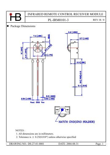 INFRARED REMOTE CONTROL RECEIVER MODULE PL-IRM0101-3