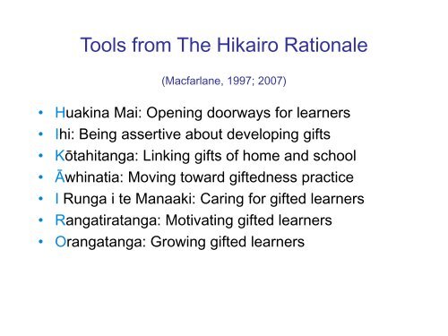 Above the Clouds - Maori students' success - Hamilton - Gifted and ...