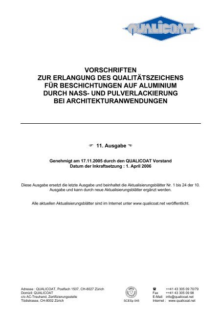 vorschriften zur erlangung des qualitätszeichens für ... - Qualicoat