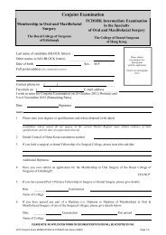 Conjoint Examination - College of Dental Surgeons of Hong Kong