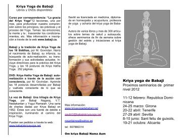 Kriya yoga de Babaji Proximos seminarios de primer nivel 2012 11 ...