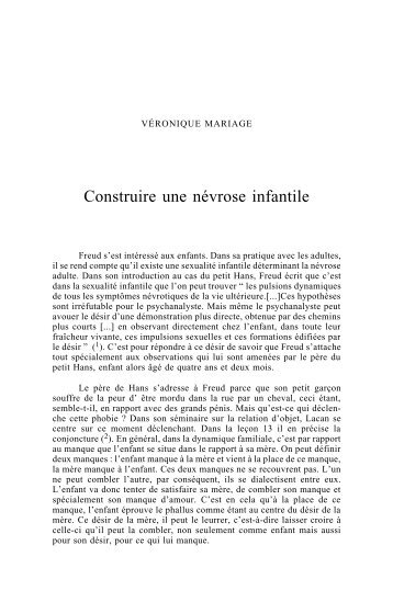 Construire une nÃ©vrose infantile - Courtil