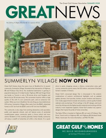 SUMMERLYN VILLAGE NOW OPEN - Great Gulf