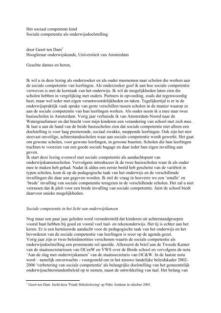 Het sociaal competente kind Sociale competentie als ...
