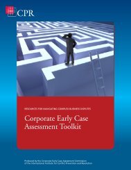 Corporate Early Case Assessment Toolkit - CPR Institute for Dispute ...