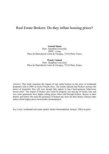 Real Estate Brokers: Do they inflate housing prices? - CEREG