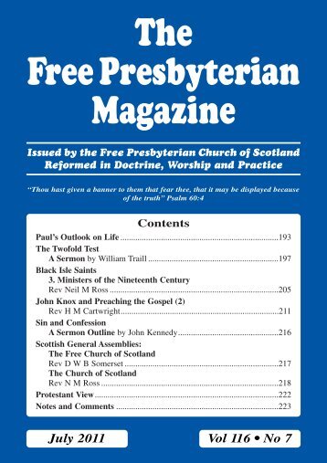 July - the Free Presbyterian church of Scotland