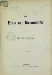 ETHIK DES MAIMONIDES - Rachel