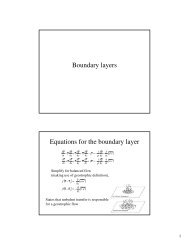 Boundary layers Equations for the boundary layer