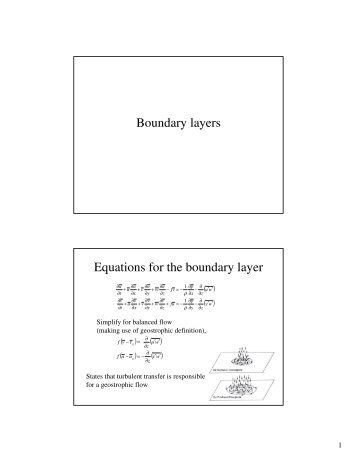 Boundary layers Equations for the boundary layer
