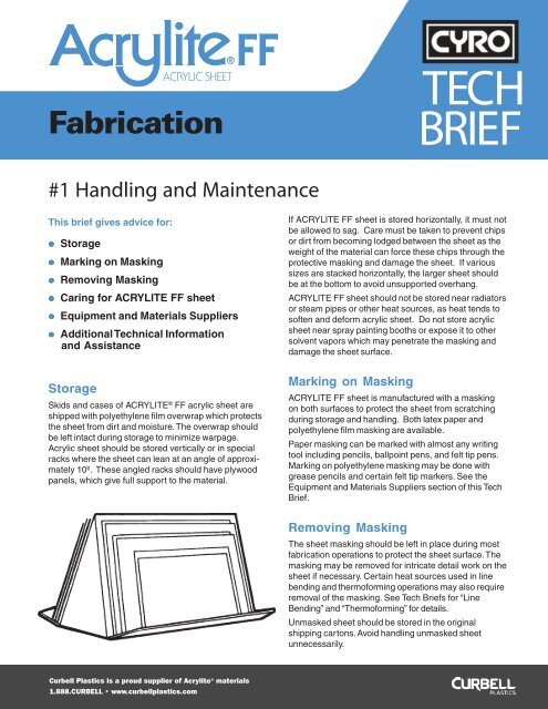 Acrylite Acrylic Sheet Fabrication - Curbellplastics.com