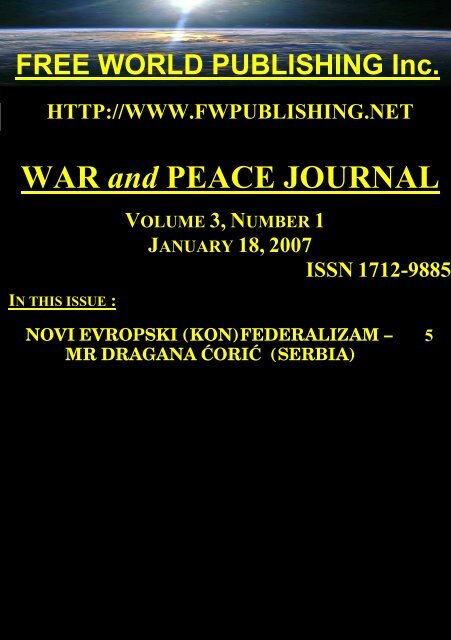 WAR and PEACE JOURNAL - Free World Publishing Inc.