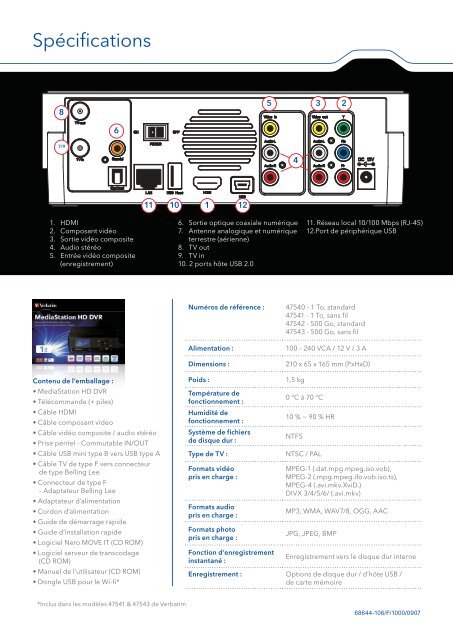 MediaStation HD DVR_A4 Flyer_FRENCH_updated.indd - Verbatim