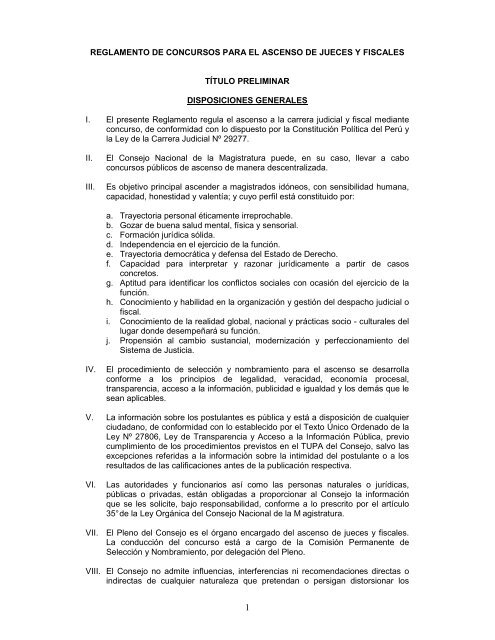 Reglamento de Concursos para el Ascenso de Jueces y Fiscales