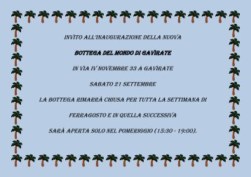 Invito all'inaugurazione della nuova Bottega del Mondo di Gavirate ...