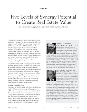 Five Levels of Synergy Potential to Create Real Estate Value