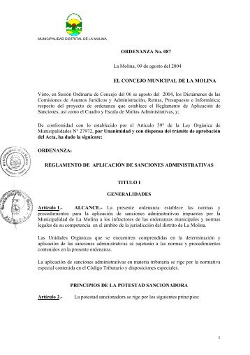 cuadro de infracciones y sanciones 2004 - ord. 087 - Municipalidad ...