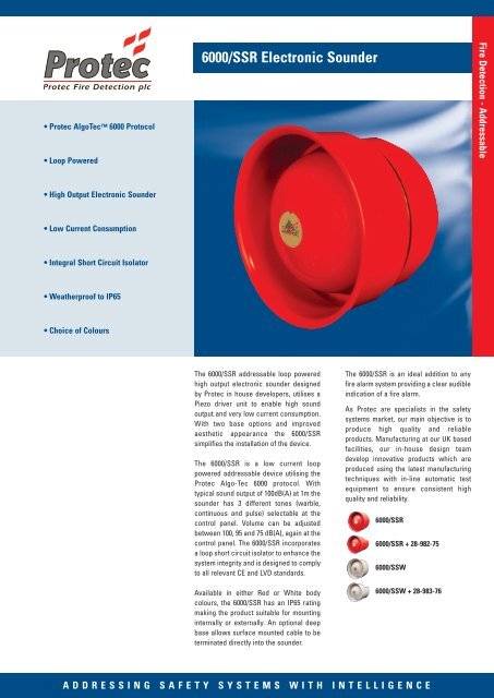 6000/SSR Electronic Sounder - Protec Fire Detection