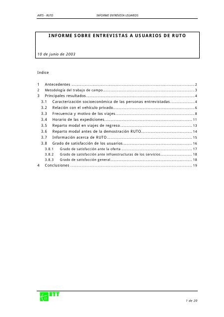 informe sobre entrevistas a usuarios de ruto - Rural-transport.net