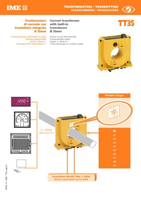 Trasformatore di corrente con trasduttore integrato Ã 35mm Current ...