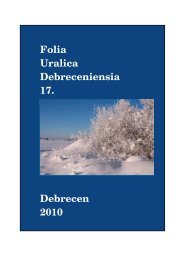 Folia Uralica Debreceniensia 17. - Finnugor NyelvtudomÃ¡nyi TanszÃ©k