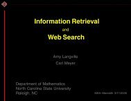 Information Retrieval Web Search - Carl Meyer - North Carolina ...