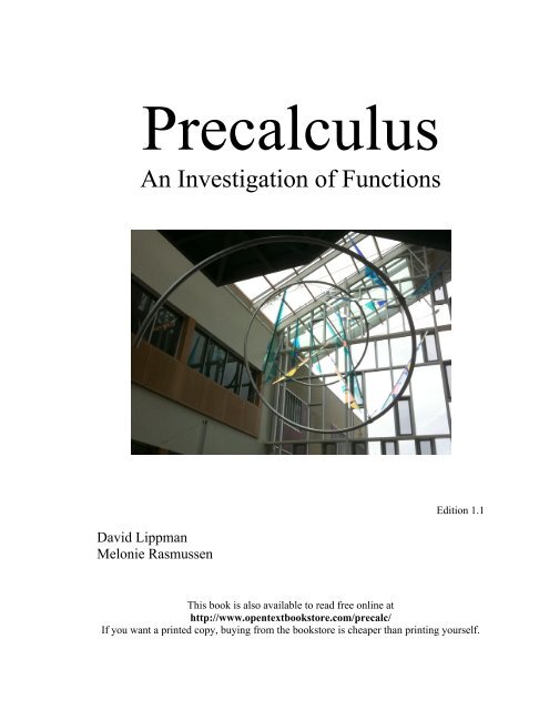 Precalculus: An Investigation of Functions - OpenTextBookStore