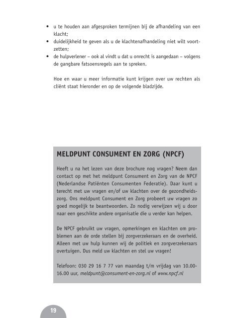 Klachtrecht van clienten (folder NPCF) - NVVP