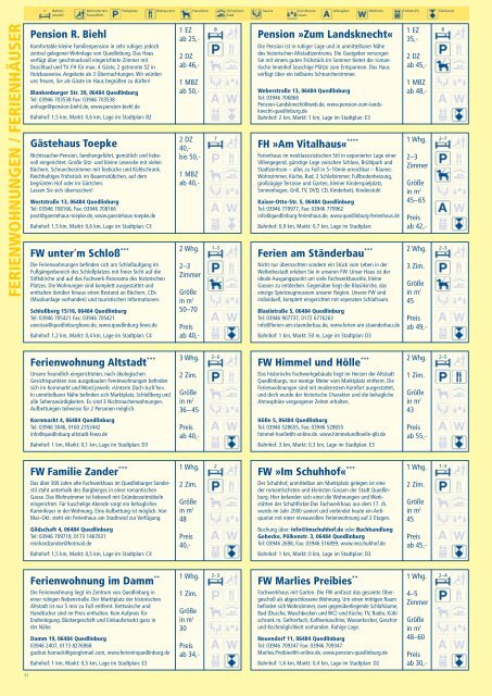 Veranstaltungen, Unterkunfte, Angebote - Quedlinburg