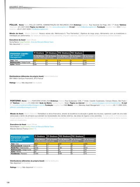 The Brazilian Mutual Fund Industry - Anbima