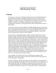 Membership Policy - View Ridge Swim and Tennis Club