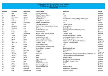 Delegate list for the 11th Annual Marine Money Asia Week 25-26 ...