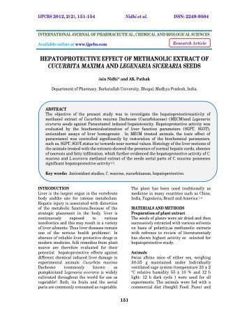 HEPATOPROTECTIVE EFFECT OF METHANOLIC ... - ijpcbs