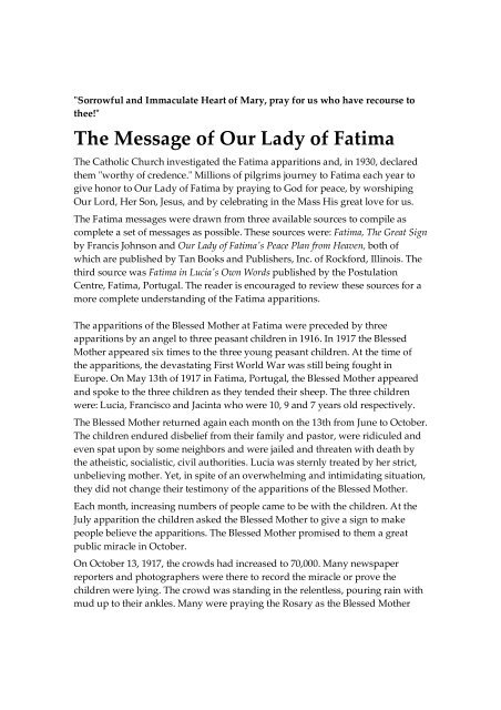 The Message of Our Lady of Fatima - Beeldbibliotheek