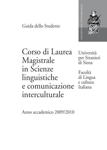 guida dello studente a.a. 2009-2010 - UniversitÃ  per Stranieri di Siena