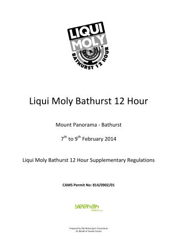 Liqui-Moly Bathurst 12 Hour Supplementary Regulations