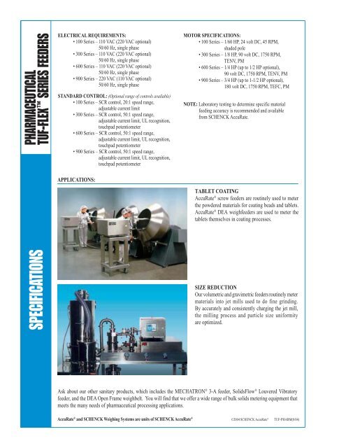 Tuf-Flex Volumetric Feeders - Schenck AccuRate