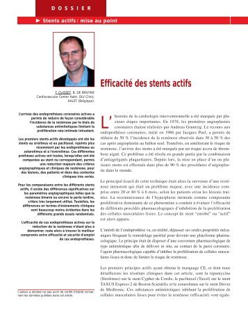 Efficacité des stents actifs - Réalités Cardiologiques