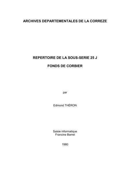 Fonds de Corbier.pdf - Archives dÃ©partementales CorrÃ¨ze
