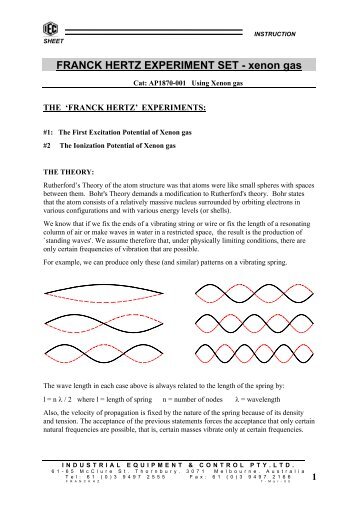 1 FRANCK HERTZ EXPERIMENT SET - xenon gas - Frederiksen