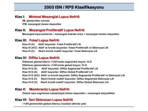 Klas V: MembranÃ¶z Lupus Nefriti