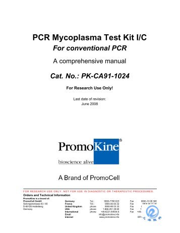 Mycoplasma PCR Detection Kit I/C