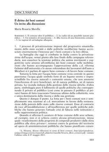 Il diritto dei beni comuni. Un invito alla discussione, in Rivista critica ...