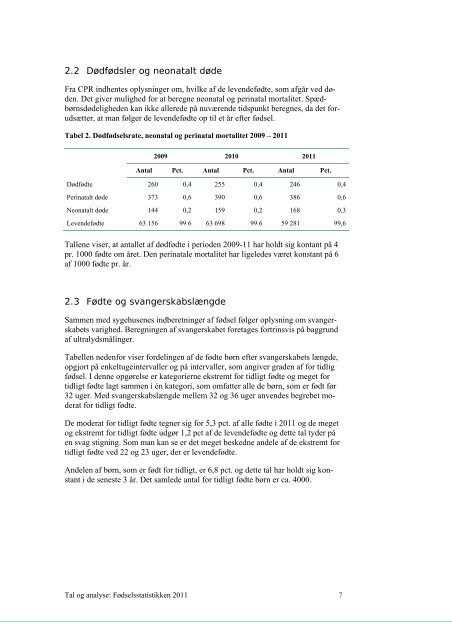 FÃƒÂ˜DSELSSTATISTIKKEN 2011