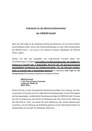 Vollmacht an die Stimmrechtsvertreter der DEIKON GmbH