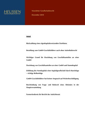 PDF (112 KB) - Heussen Rechtsanwaltsgesellschaft