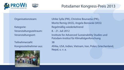 Präsentation der Teilnehmer 2013 - wis-potsdam.de