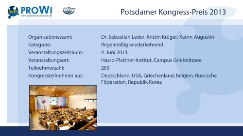 Präsentation der Teilnehmer 2013 - wis-potsdam.de