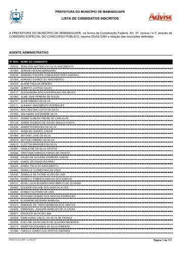 RelaÃ§Ã£o das InscriÃ§Ãµes Deferidas - Advise